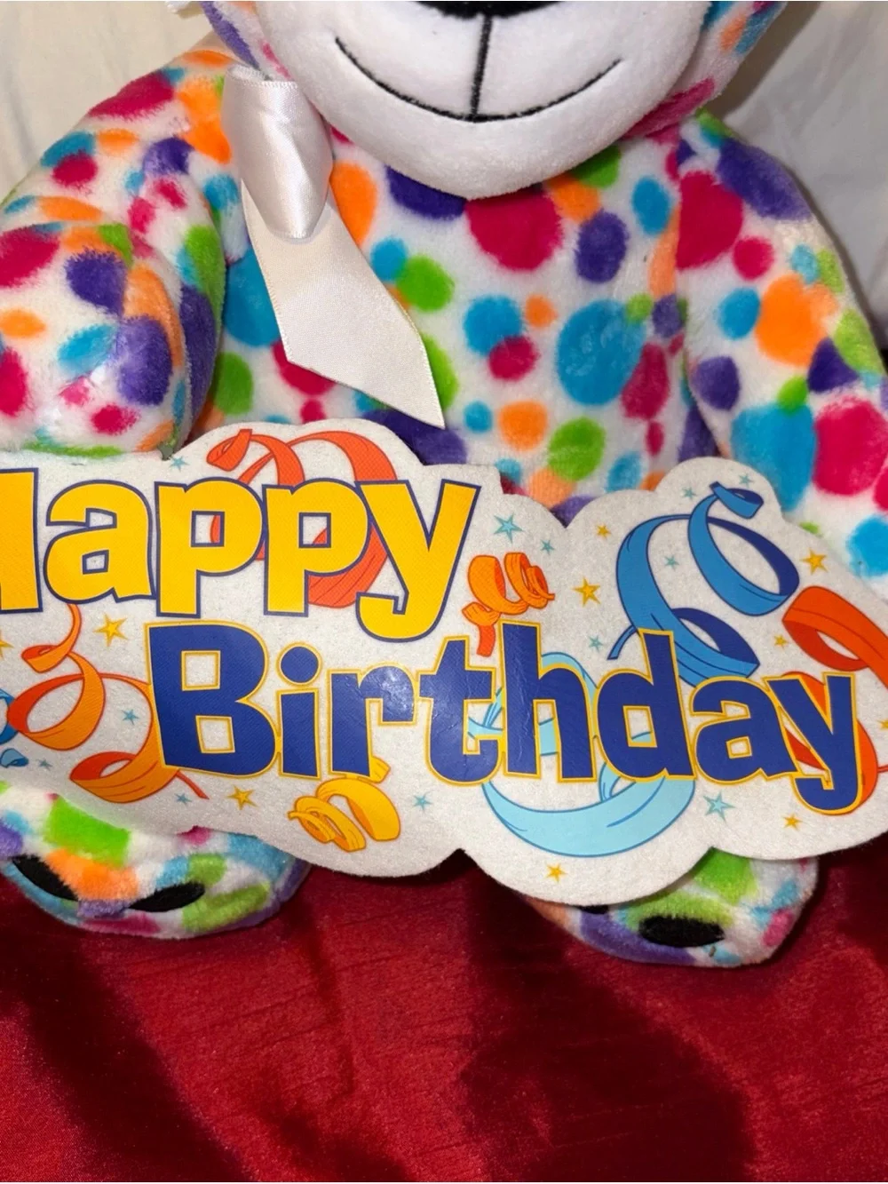 Bear happy birthday Multicolor Polka Dot Plush Bear - Rainbow Dots